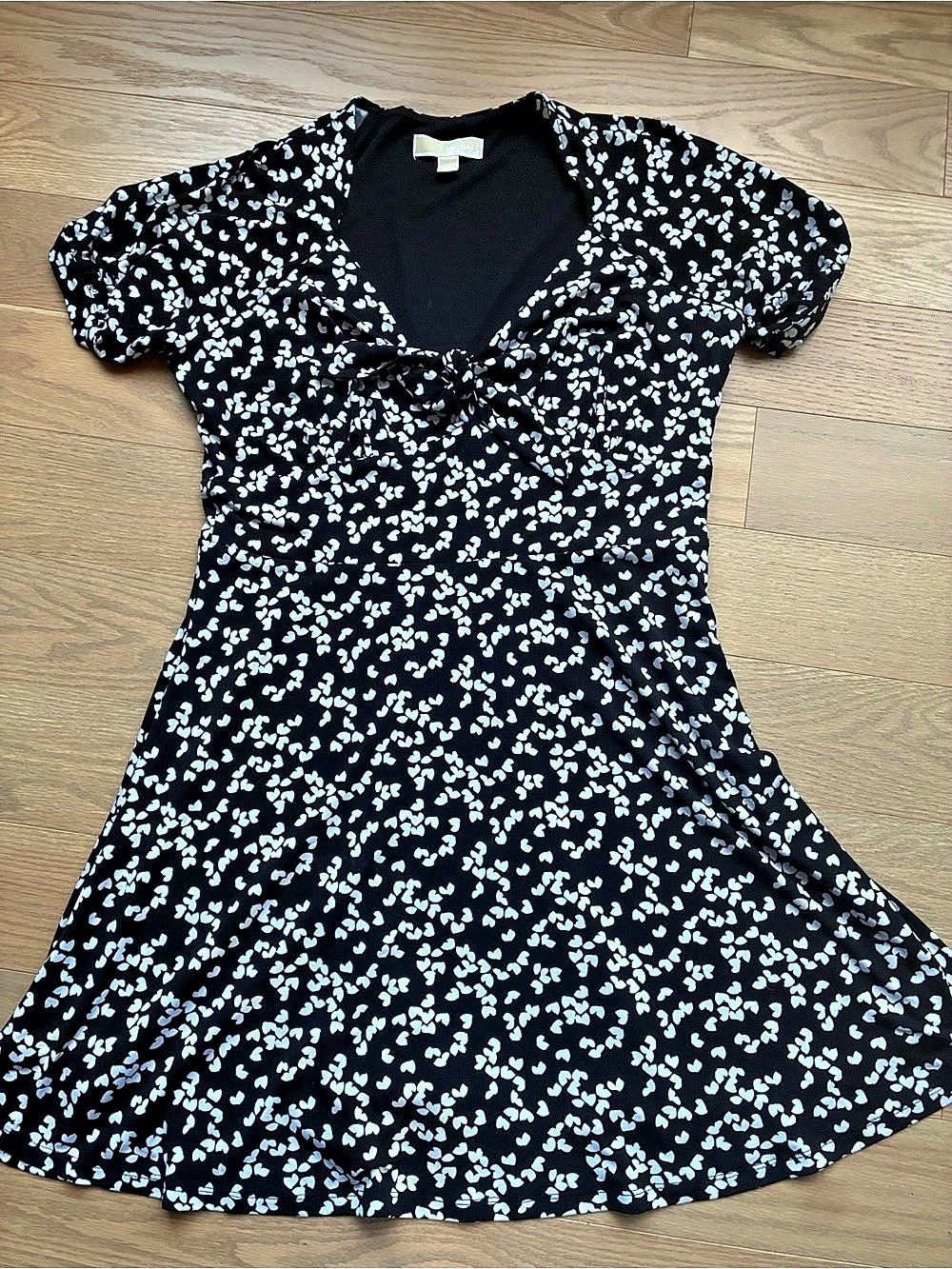 MICHAEL Michael Kors Ruffle Sleeve Heart Print Mini Dress Black